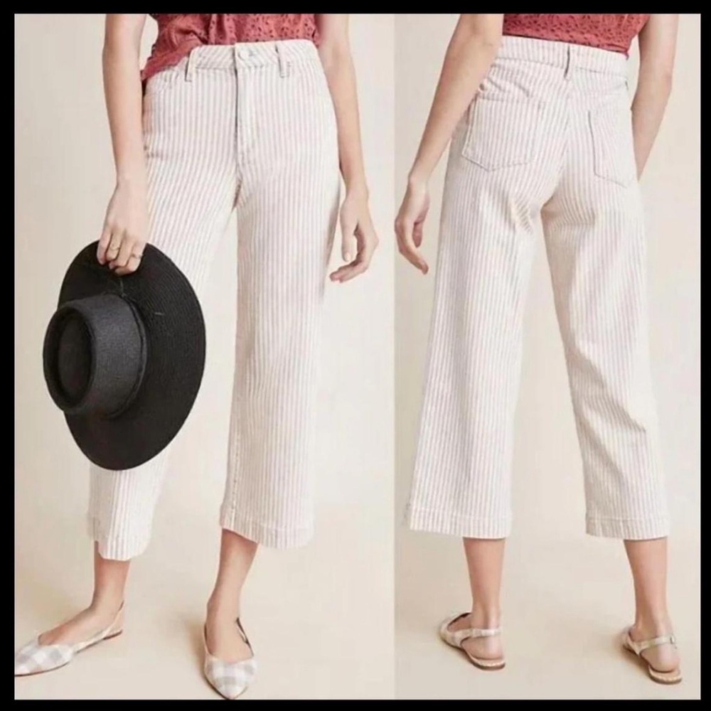 Paige Nellie Fit Striped Straight Cropped Jeans